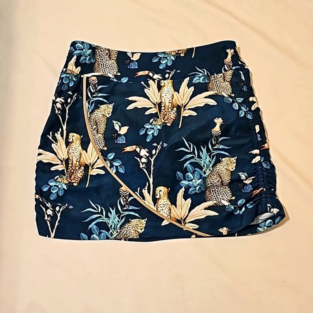Swing Dish xs Golf Skirt Skort Teal Leopard Print